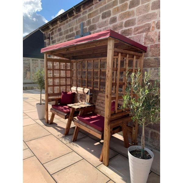 Grand Henley Twin Seater Arbour - L92 x W225 x H194 cm - Burgundy