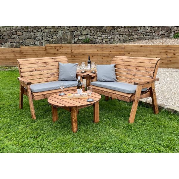 Four Seater Balmoral Corner Set C/W Round Coffee - L190 x W178 x H98 cm - Grey Cushion Included