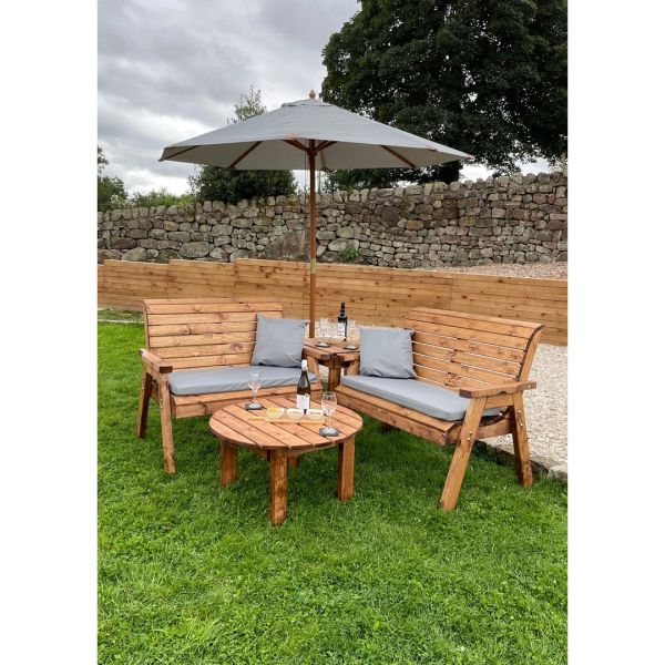 Four Seater Balmoral Corner Set C/W Round Coffee - L190 x W178 x H98 cm - Grey