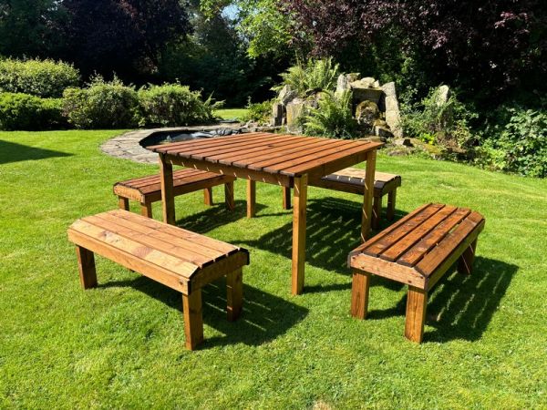 Knights 8 Seater Garden Table Set - Timber - L160 x W170 x H80 cm