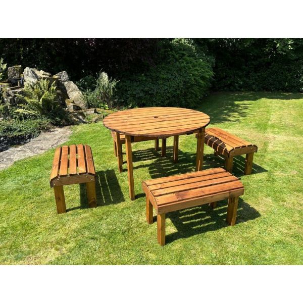 Knights Four Seater Garden Furniture Round Table Set - L230 x W230 x H80 cm - Green