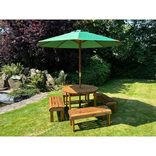 Knights Eight Seater Garden Furniture Round Table Set - L230 x W230 x H80 cm - Green