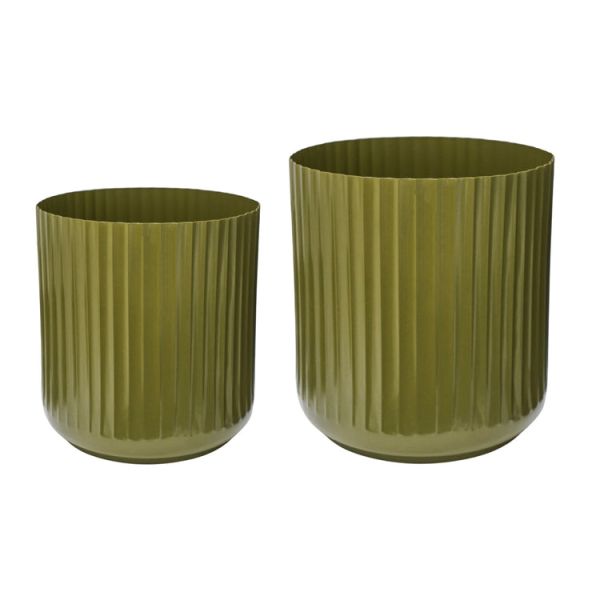 Hudson Corrugated Planter (Set of 2) - Mild Steel - L37 x W37 x H37 cm - Green