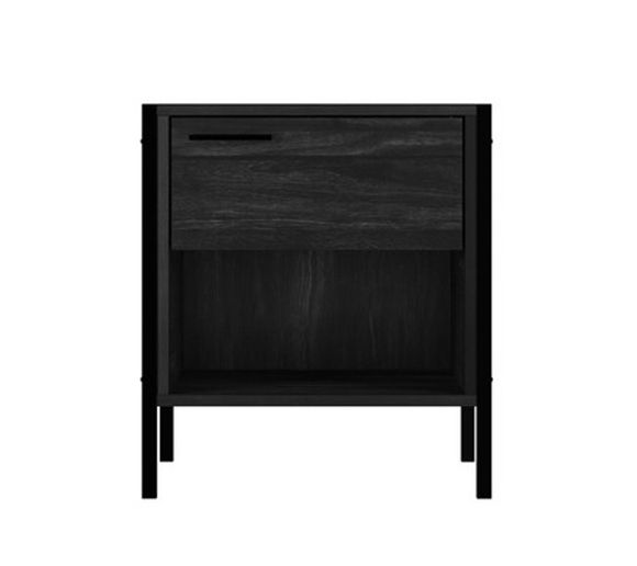 Hoxton Bedside Cabinet - Particleboard/Metal - L39.8 x W50 x H57 cm - Black Matte