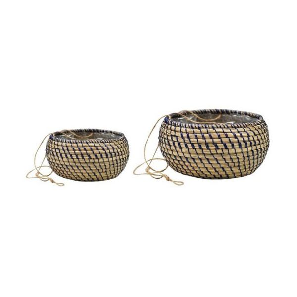 Hanging Seagrass Planter (Set of 2) - Navy