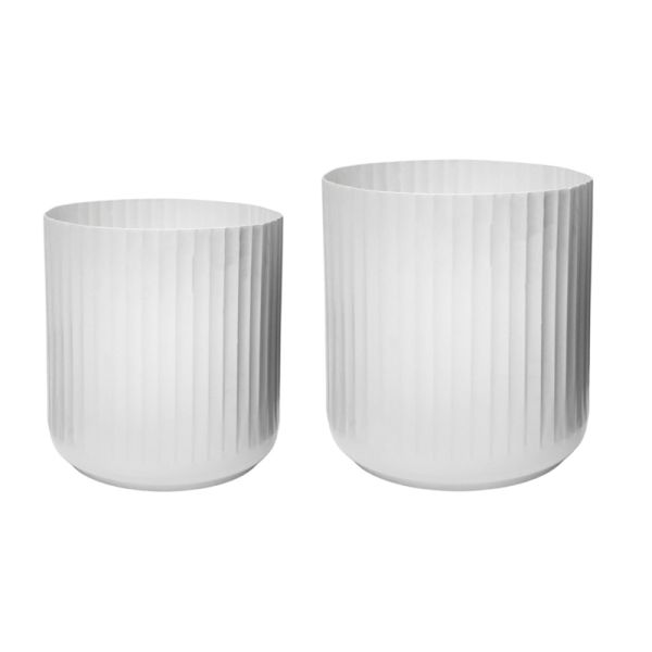 Hudson Corrugated Planters (Set of 2) - Mild Steel - L37 x W37 x H37 cm - White