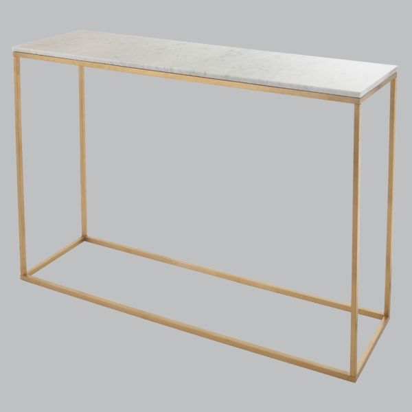 Yarrow Console Table - Marble/Metal - L35 x W120 x H76 cm - Gold/White