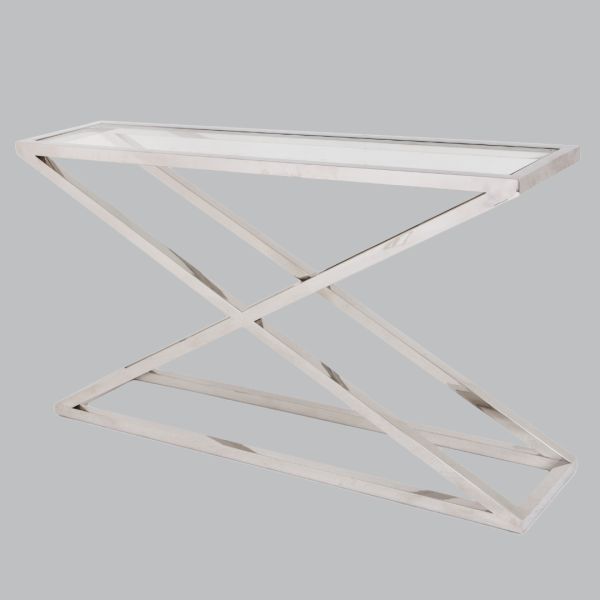 Apollo Console - Metal/Glass - L30 x W130 x H72 cm - Nickel