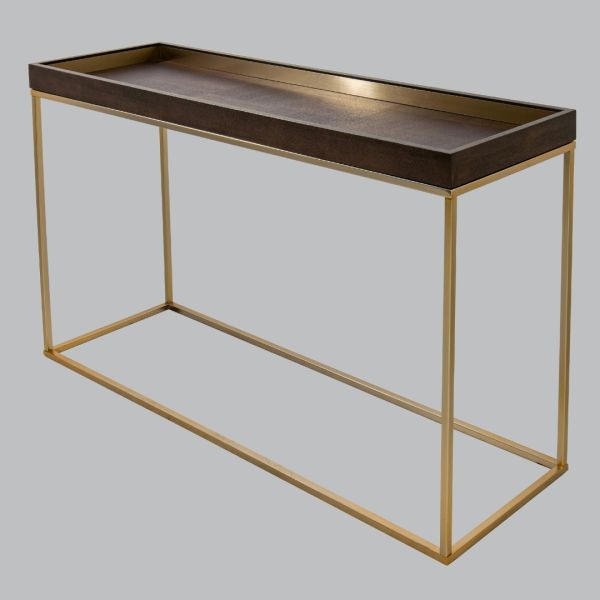 Krios Console - Metal/Wood - L35 x W120 x H75 cm - Champagne/Chocolate
