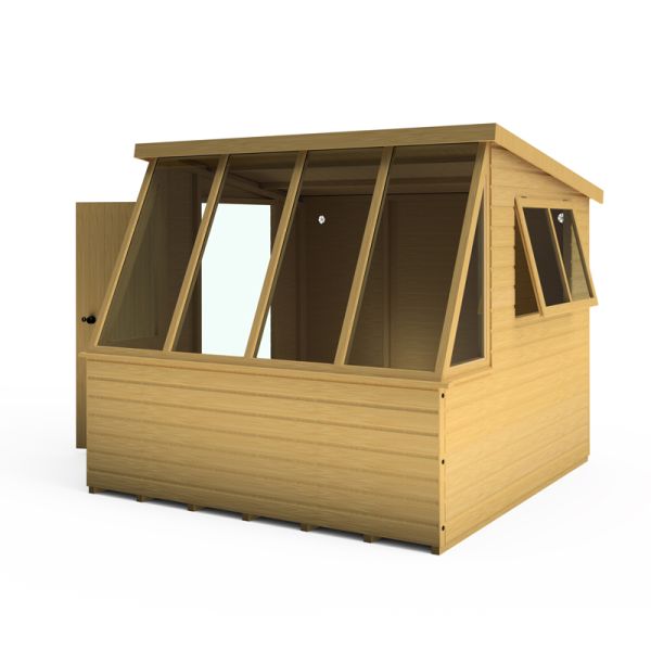 Iceni 8 x 8 Feet Potting Shed Pre Hung Doors with Opening Glass Side Window Style A