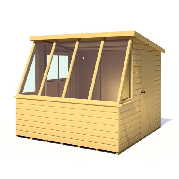 Iceni 8 x 8 Feet Potting Shed Pre Hung Doors with Opening Glass Side Window Style B