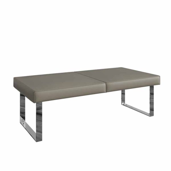 Dining Bench - Metal/PU/Foam/MDF - L140 x W50 x H46 cm - Taupe/Chrome