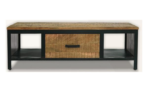 Induse Coffee Table 1 Drawer - Mango Wood/Iron - L60 x W120 x H41 cm - PP Sawn Finish