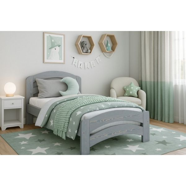 Double Size Bed Frame - Wood - L197 x W143 x H80 cm - Grey washed