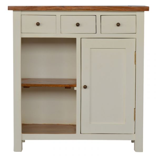 2 Toned Kitchen Unit with 3 Drawer, 2 Open Shelves