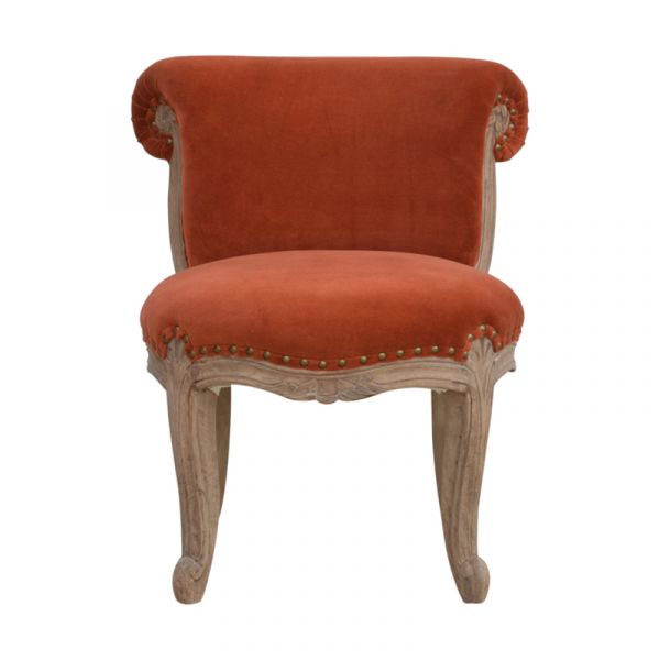 Petite French Chair In Rust Velvet