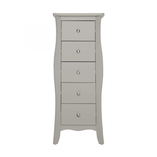 Highland Home JB Assembled Curved Grey Painted 5 Drawer Narrow Chest 