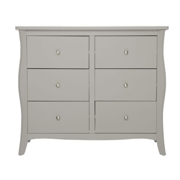 Highland Home JB Assembled Curved Grey Painted 3+3 Drawer Wide Chest 