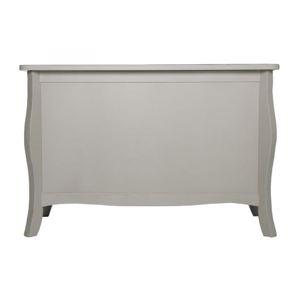 Highland Home JB Assembled Curved Grey Painted Ottoman Storage Chest 