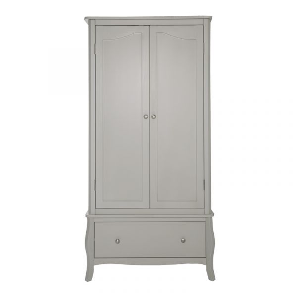 Highland Home JB Assembled Curved Grey Painted 2 Door, 1 Drawer Robe 