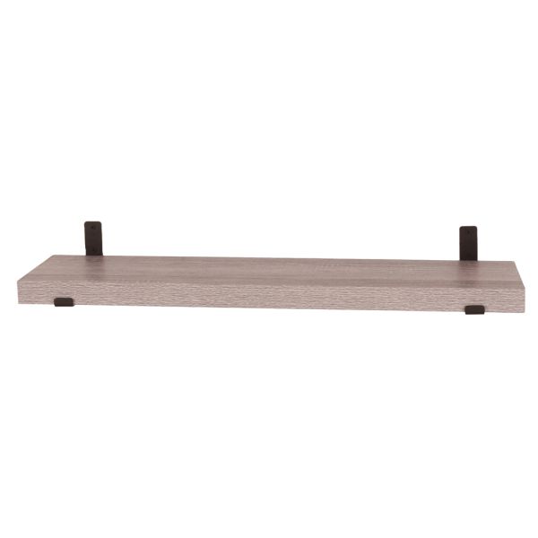 Jackson 80 cm Chunky Shelf with Sit on Brackets - Metal - L20 x W80 x H3.8 cm - Grey Oak Effect