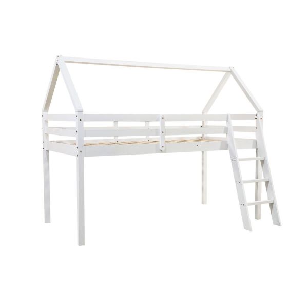 Jinsen Mid Sleeper Single Bed - Wood - L198 x W130 x H160 cm - White