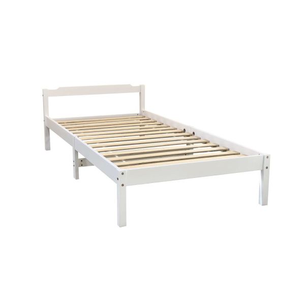 Jinsen Single Bed - Wood - L196 x W96 x H56 cm - White