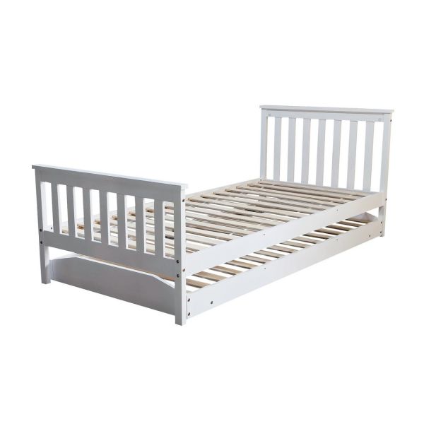 Jinsen Single Pull Out Bed - Wood - L205 x W98 x H82 cm - White