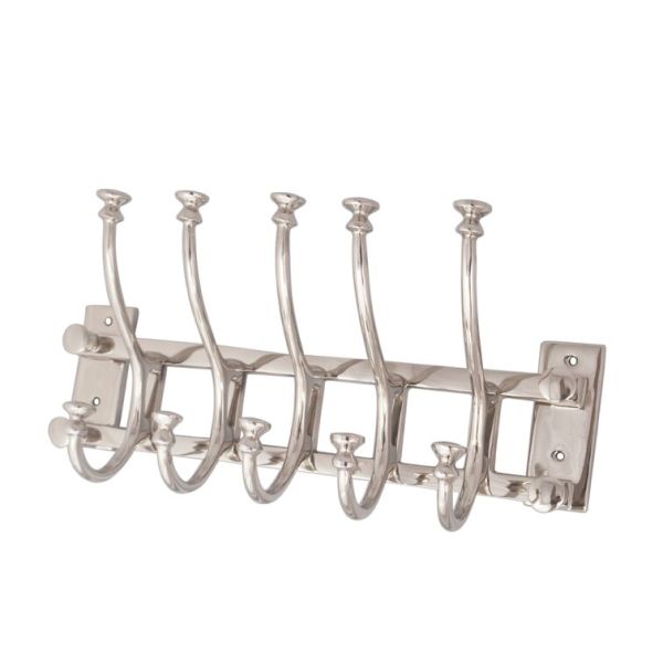 5 Hook Wall Hanger - Nickel - L13 x W60 x H28 cm