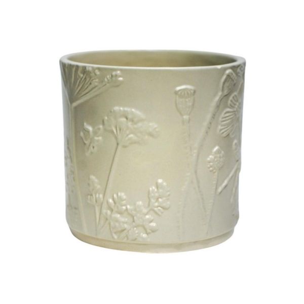 Kew Meadow Planter - Stoneware - L17.5 x W17.5 x H18 cm - Ivory