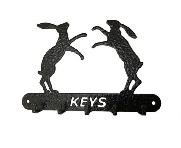 Boxing Hares Key Holder - Steel - W9 x H15 cm