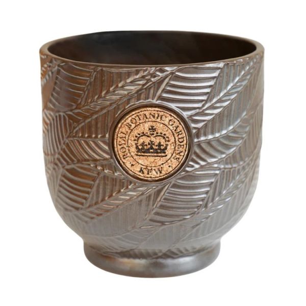 Kew Leaf Embossed Cork Planter - Ceramic - L22.5 x W22.5 x H22 cm - Charcoal