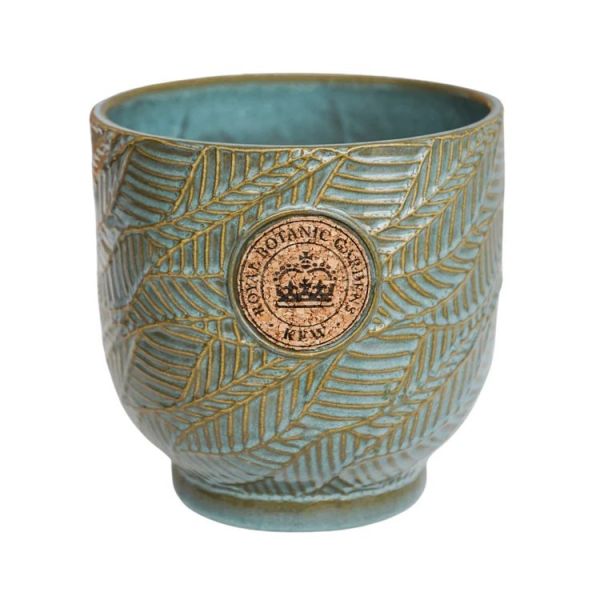 Kew Leaf Embossed Cork Planter - Ceramic - L23 x W23 x H22 cm - Moss