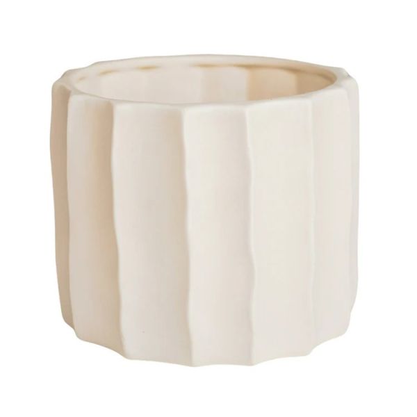 Kew Organic Ripple Bone Planter - Earthenware - L22 x W22 x H19 cm - Ivory