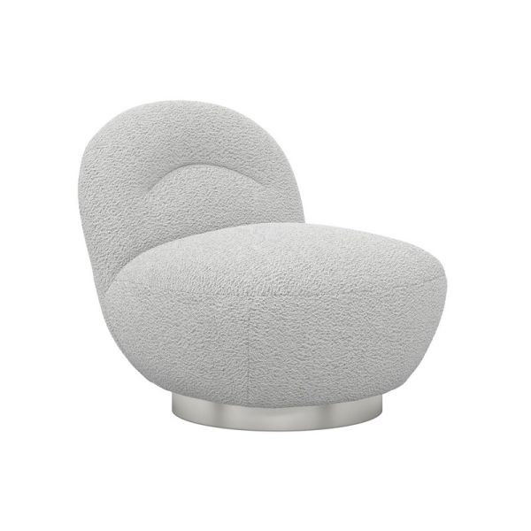 Langham Swivel Chair Boucle Fabric L86 x W76 x H78 cm Cloud Grey Fully Assembled