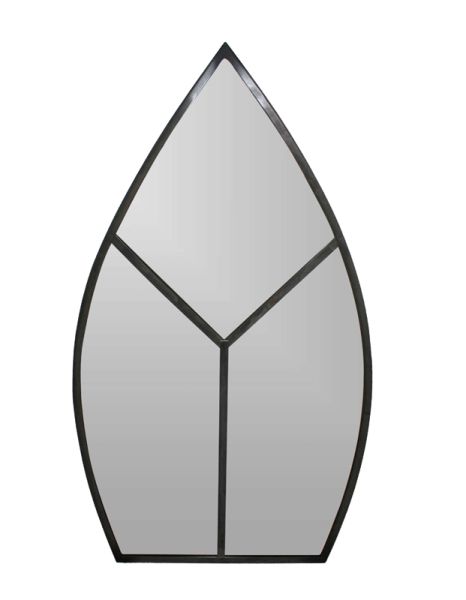 Leaf Arch Outdoor Mirror - Glass - L1.5 x W50 x H90 cm - Natural Black