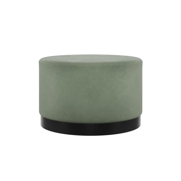 Lara Large Pouffe - Velvet/Metal - L60.5 x W60.5 x H35.5 cm - Sage/Black Matte