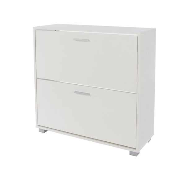 2 Door Shoe Cabinet - MDP - L30 x W80 x H84 cm - White - Flat Packed