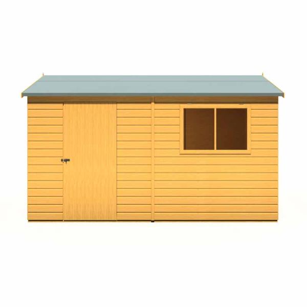 12 x 8 Feet Lewis Single Door Reverse Apex Style D Shed - L256.6 x W371.4 x H220.7 cm