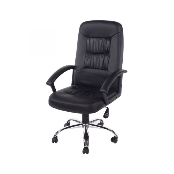 Loft Home Office Chair in High Back in Black Faux Leather With Chrome Base