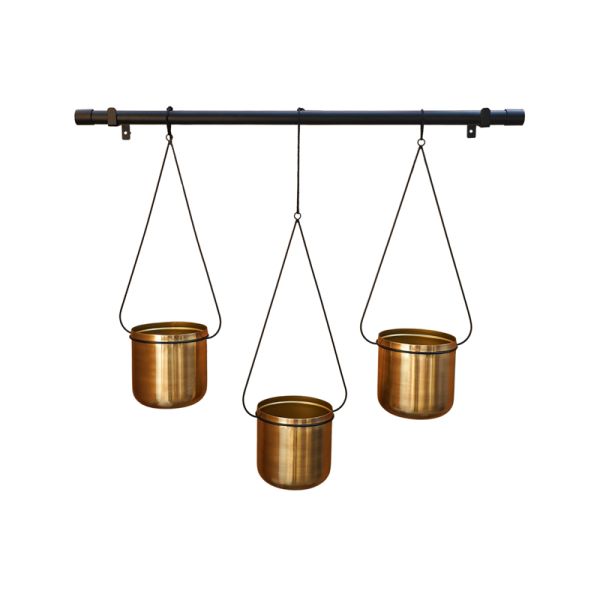 Linear Hanging Planters - Metal - L20 x W81 x H90 cm - Black/Gold