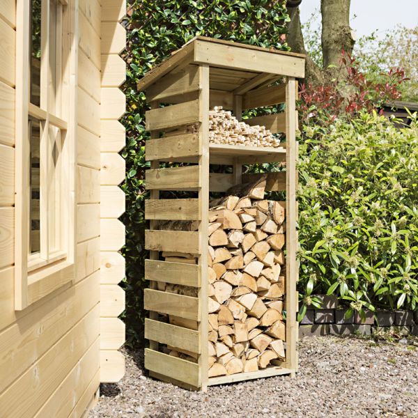 Narrow Log Store - Timber - L62 x W56 x H156 cm - Natural 