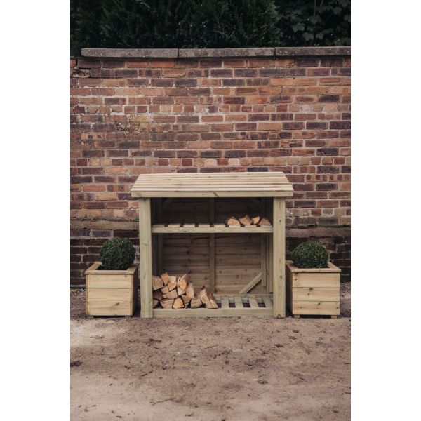 4 x 4 Feet Log Store without Kindling Shelf - L65 x W131.5 x H118 cm - Partially Assembled