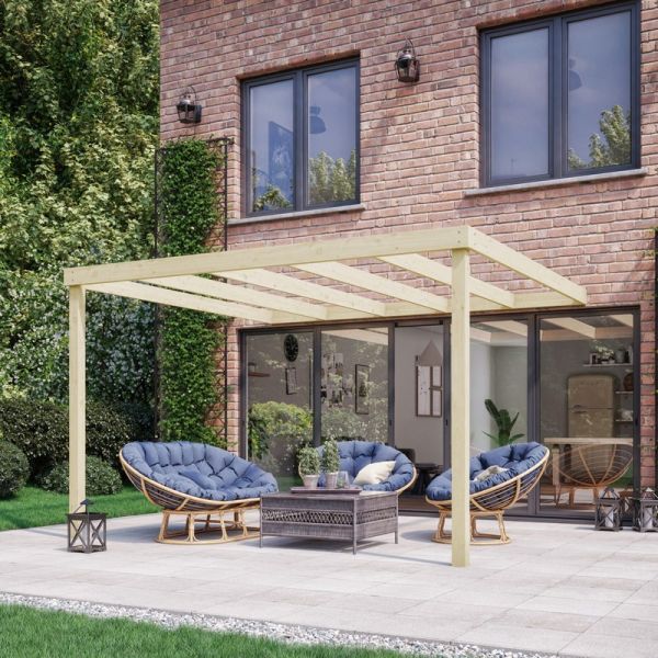 Wall Mounted Box Pergola - Wood - L180 x W300 x H270 cm - Light Green