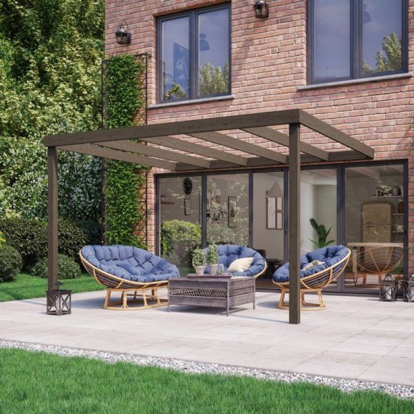 Wall Mounted Box Pergola - Wood - L180 x W360 x H270 cm - Rustic Brown