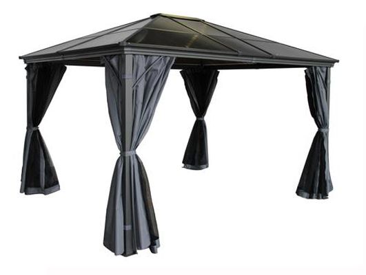 Lugano Polycarbonate Gazebo - H265 x W360 x L300 cm - Grey