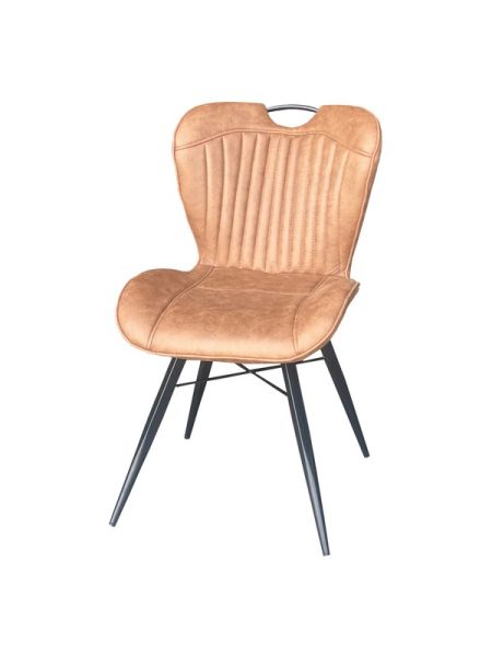 Dining Fabric Chair with Metal Legs (Set of 2) - Tan/Black - Assembly Required