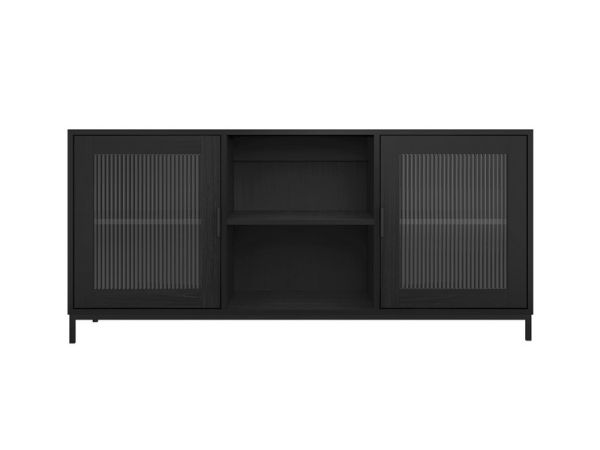 Maddox Media Unit - Wood - L40 x W128 x H58 cm - Matte Black/Reeded Finish