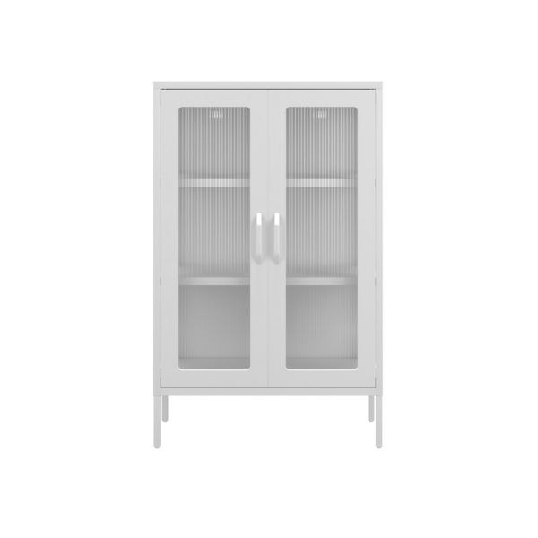 Marsh Storage Cabinet - Steel/Glass - L36 x W65 x H101.5 cm - White - Flat Packed