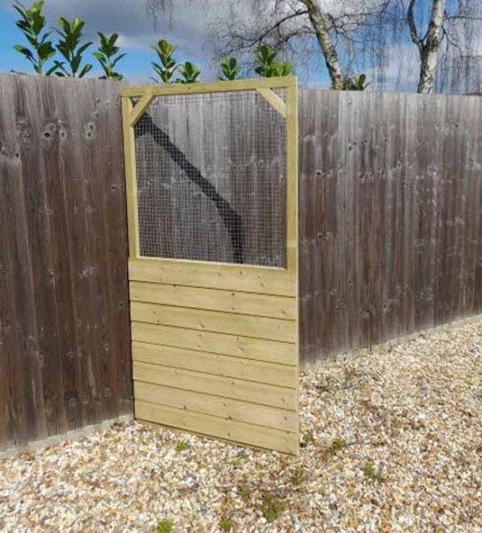 Framed Aviary DOOR panel - Half Timber clad and Half Wire with 6' x 3' - with galvanised wire mesh 1/2